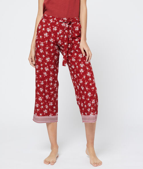 Pantalón capri estampado bajo holgado Pantalón capri estampado bajo holgado