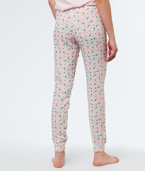 Pantalón estampado piñas rosa.