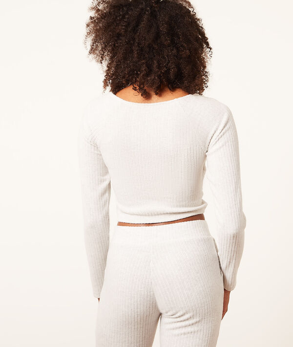 Crop top de manga larga, escote cruzado Crop top de manga larga, escote cruzado;${refinementColor}