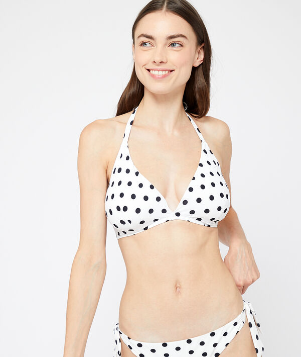 Sujetador bikini sin relleno estampado lunares. Copa C-E Sujetador bikini sin relleno estampado lunares. Copa C-E