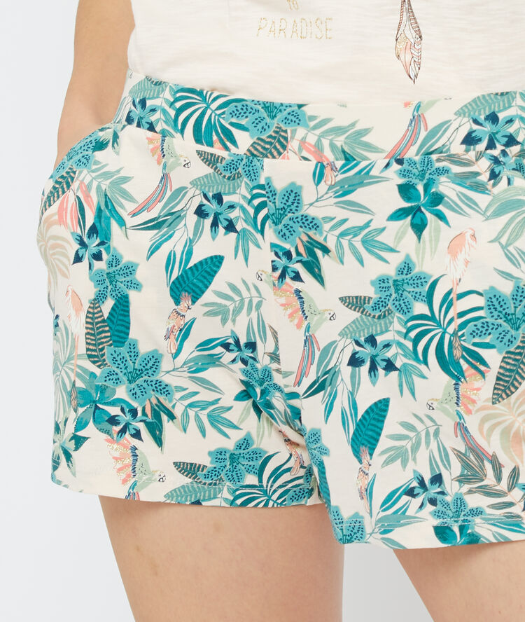 Pantalón corto estampado algodón orgánico rosa pálido.