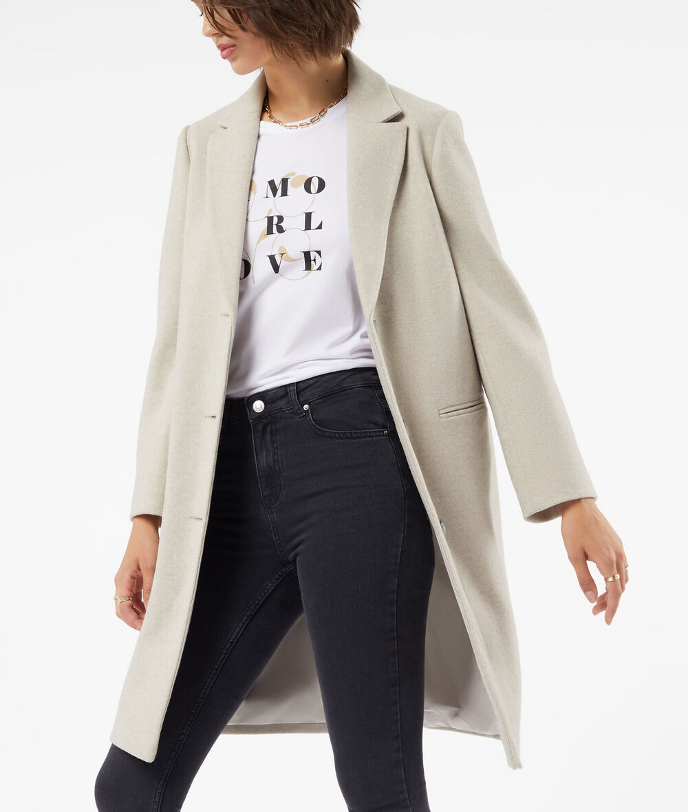 Abrigo corte recto - - ECRU -