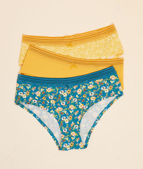 Lote de 3 culotes estampados de algodón Lote de 3 culotes estampados de algodón;${refinementColor}