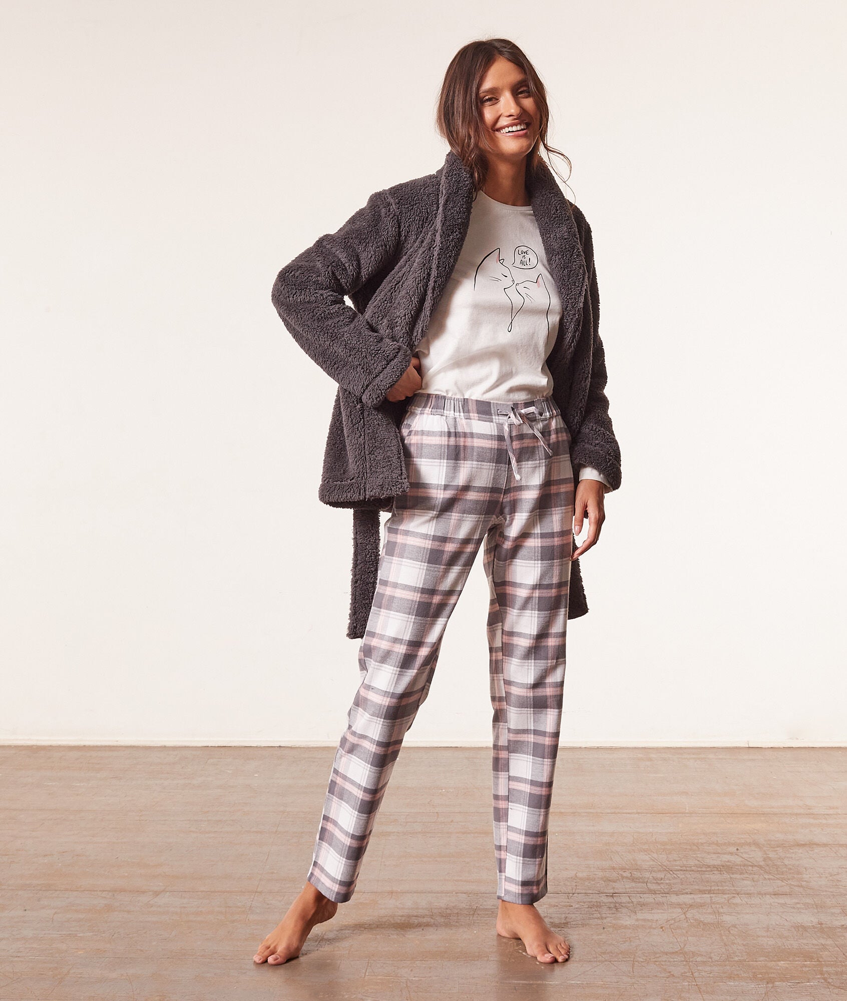 Pijama 3 piezas, chaqueta tejido polar - RAQUEL - ANTHRACITE - ETAM