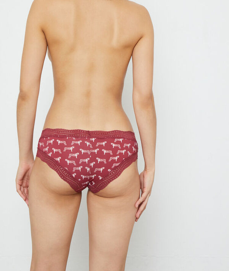 Culote estampado tigres rojo teja.