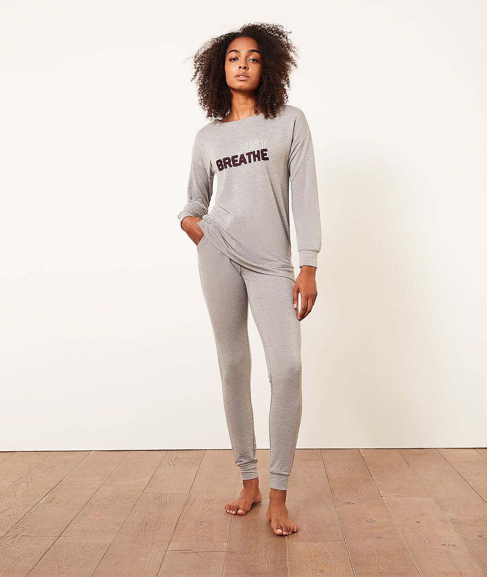 Camiseta manga larga 'just breathe' c.gris.