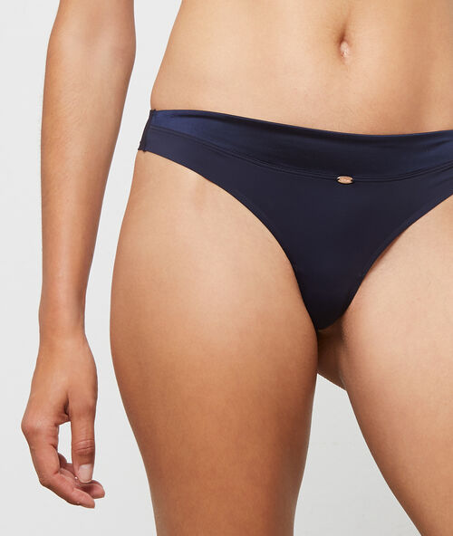 Tanga de microfibra dos texturas azul marino.