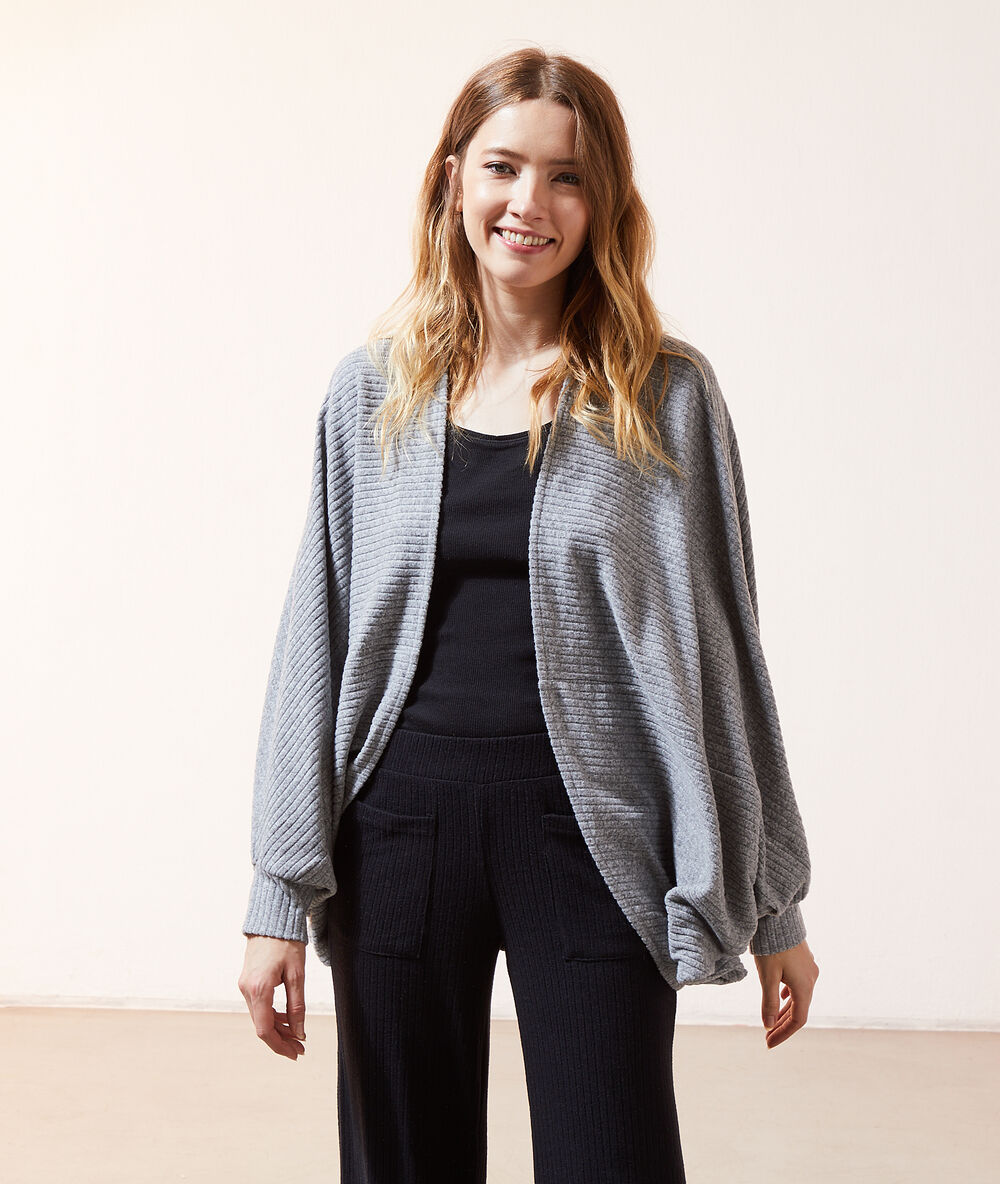 Chaqueta holgada canalé c.gris.