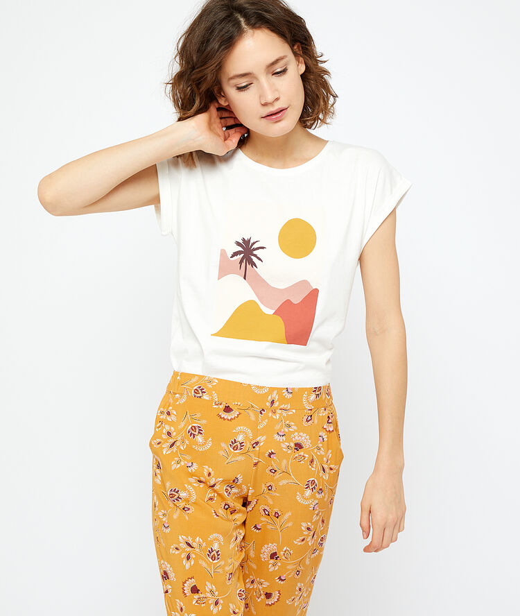 Camiseta estampada de algodón crudo.