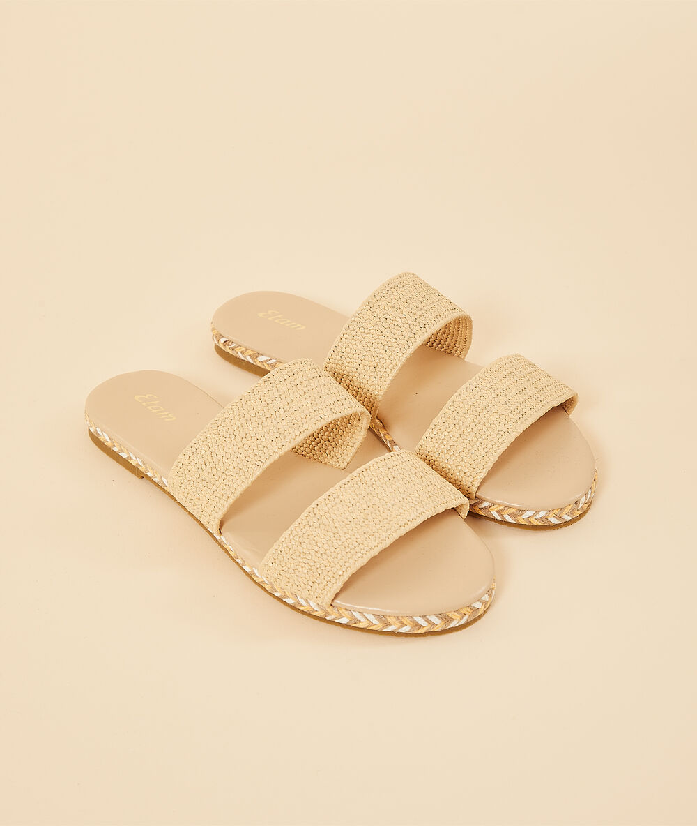 Sandalias de tiras, efecto rafia c.beige.