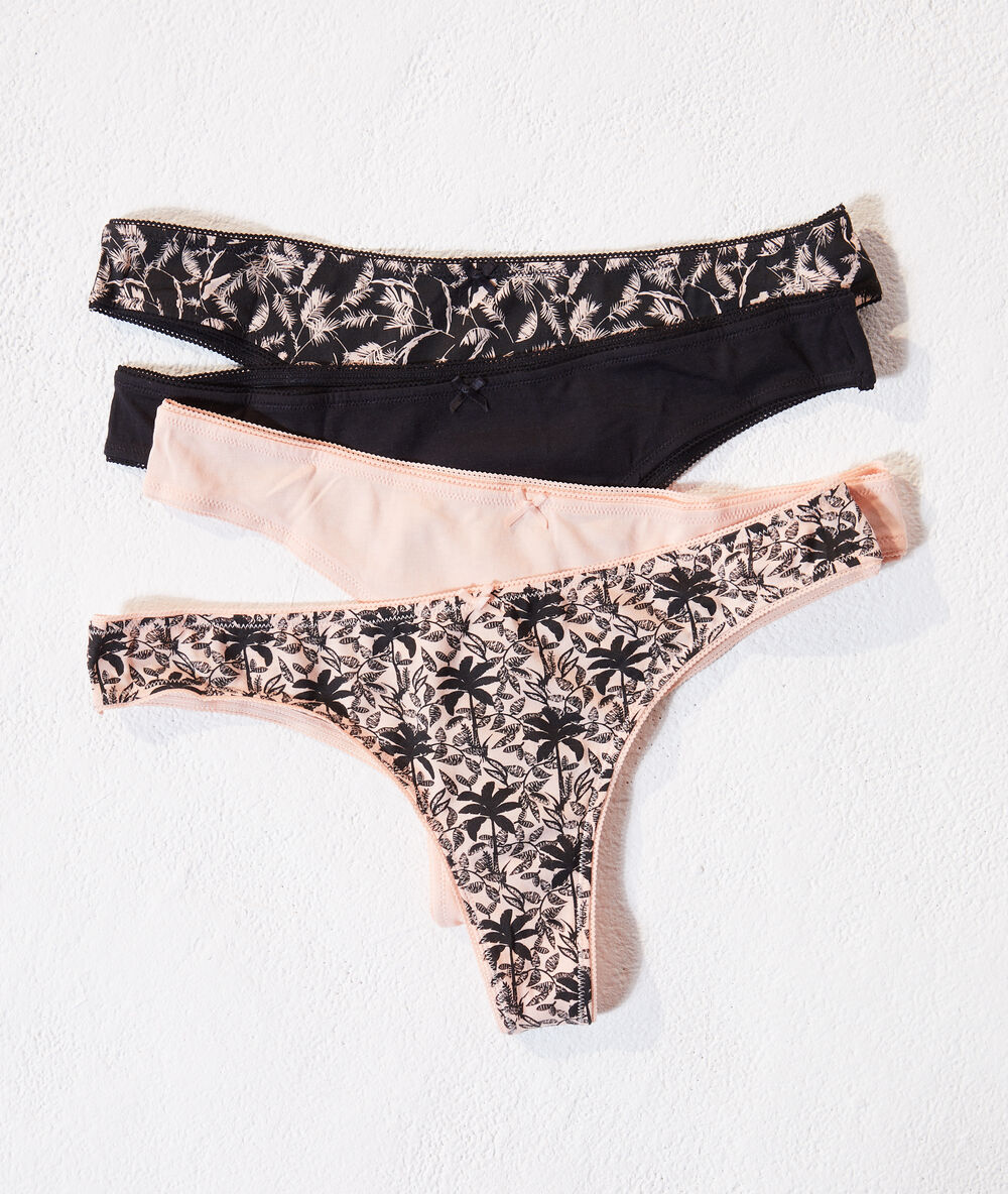 Lote de 4 tangas estampados rosa.