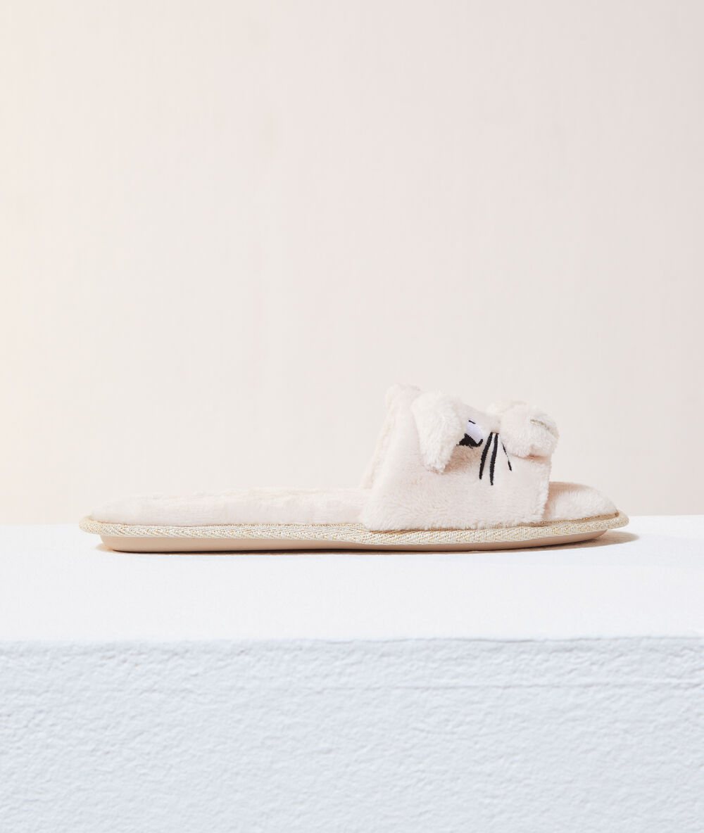 Zapatillas tipo chancla gatos c.beige.