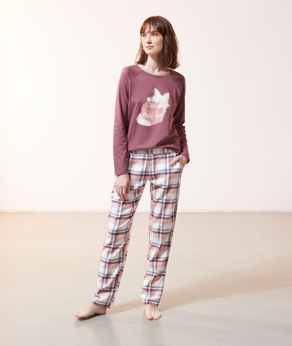 Camiseta estampada 'milk' ciruela.