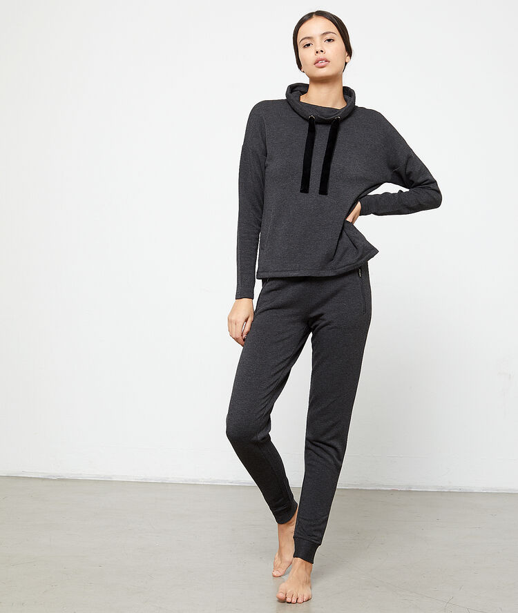 Sudadera cuello alto jaspeada c.gris.