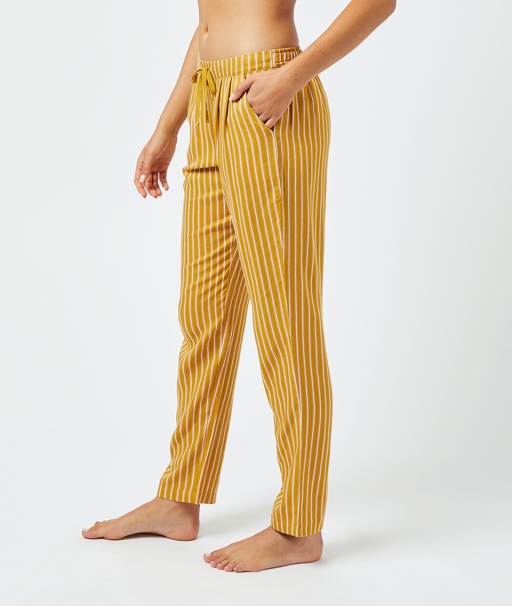 Pantalón pijama estampado de rayas anís.
