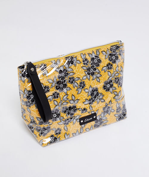 Neceser estampado floral amarillo.