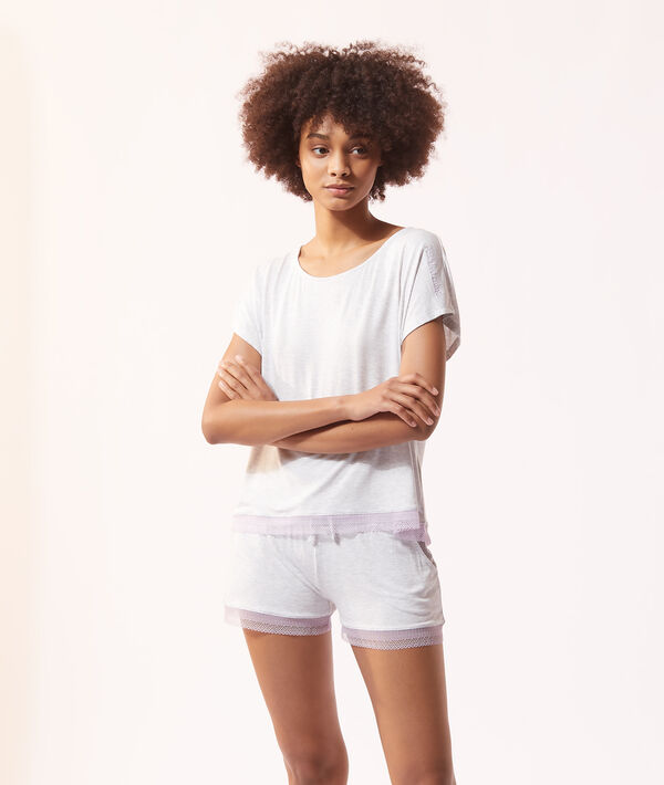Camiseta lisa con motivos de encaje Camiseta lisa con motivos de encaje;${refinementColor}