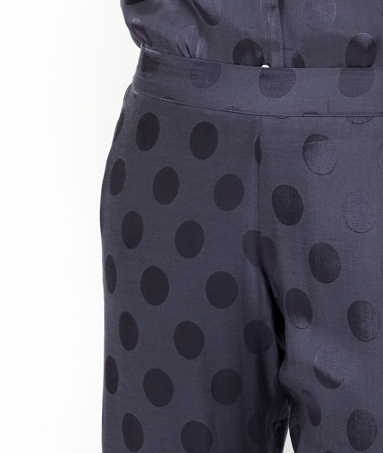 Pantalón satén estampado de lunares antracita.