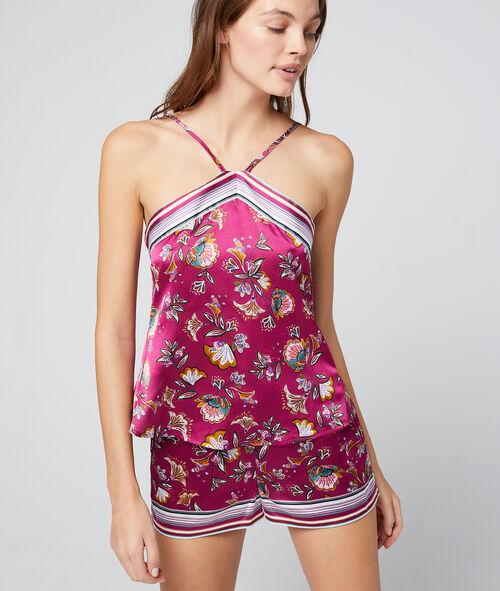 Top de satén estampado floral Top de satén estampado floral