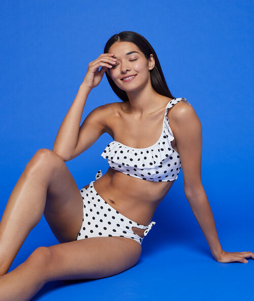 Braguita bikini talle alto estampado de luanres blanco.