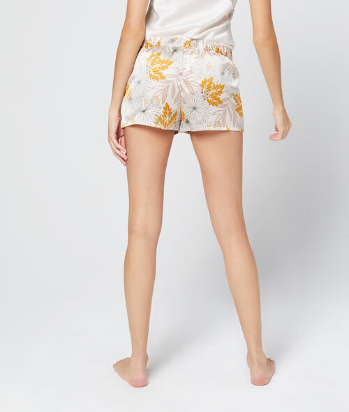 Pantalón corto de satén estampado floral Pantalón corto de satén estampado floral
