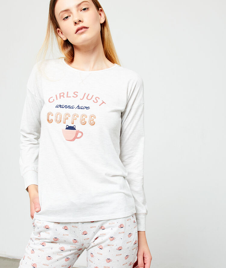 Camiseta estampada 'girls just wanna have coffee' crudo.