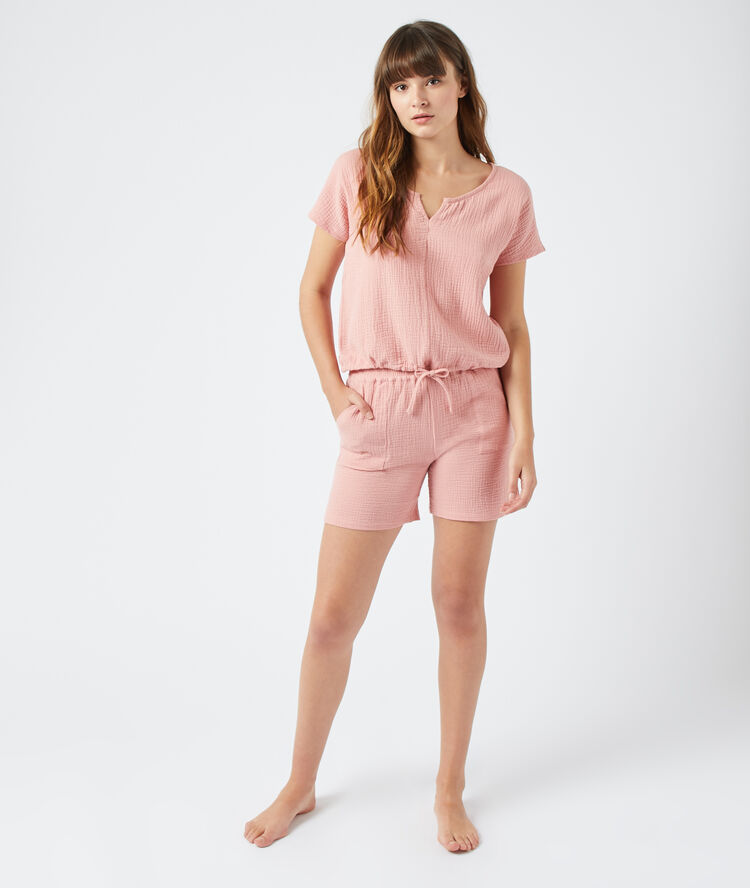 Top de algodón rosa.