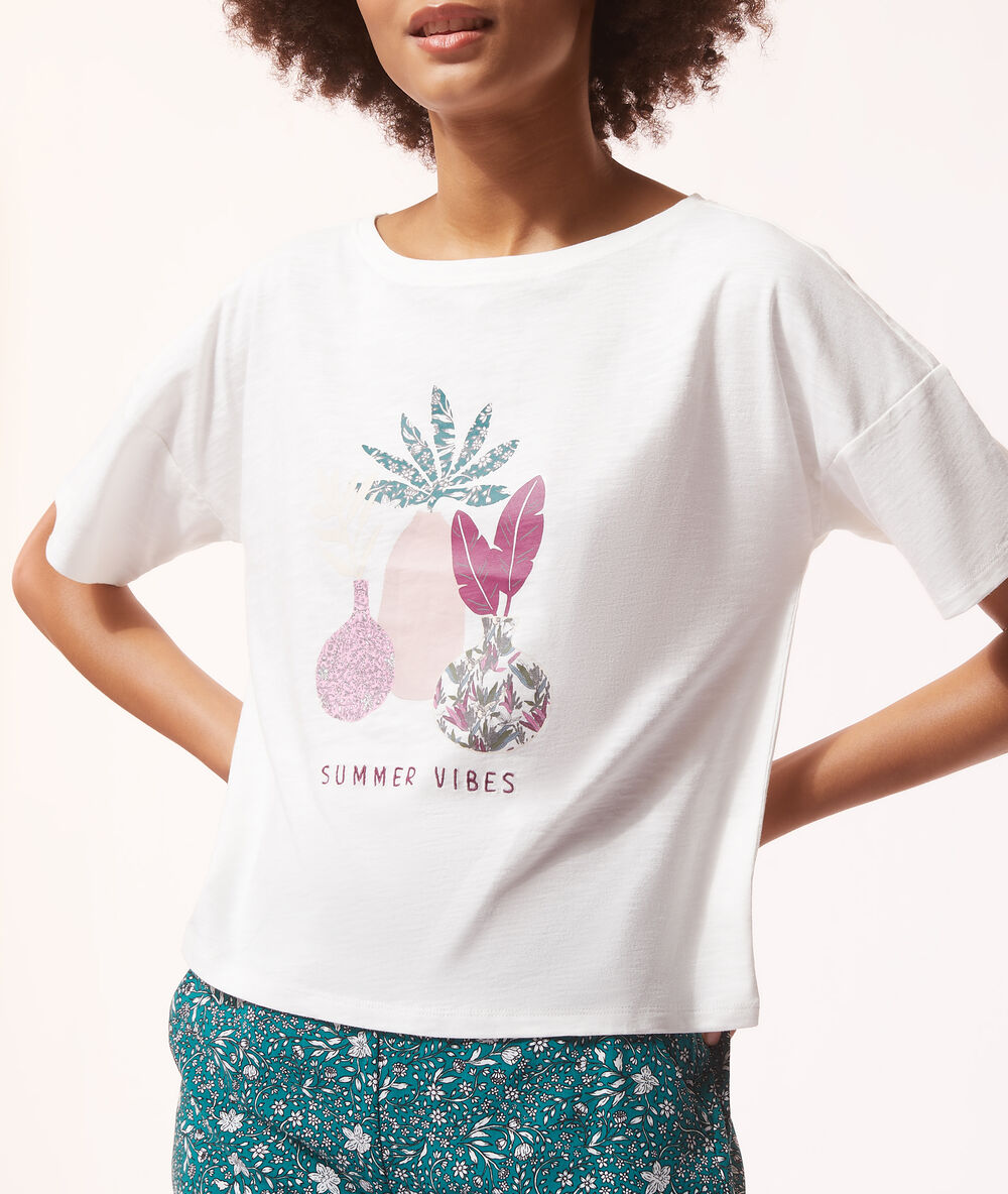 T-shirt imprimé ecru.