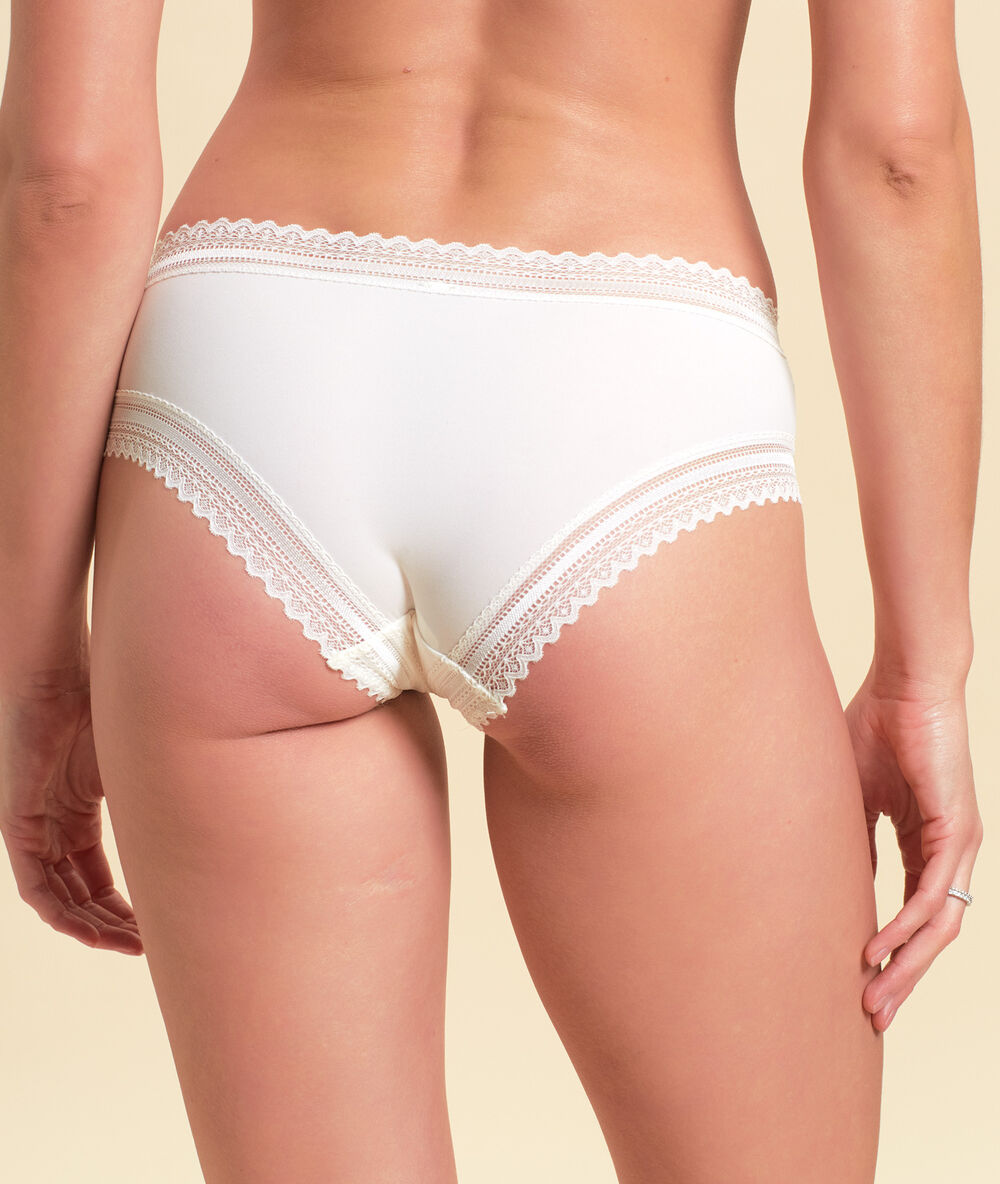 Culote de encaje gráfico y microfibra crudo.