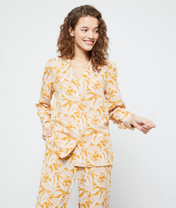 Camisa pijama estampado hojas Camisa pijama estampado hojas;${refinementColor}