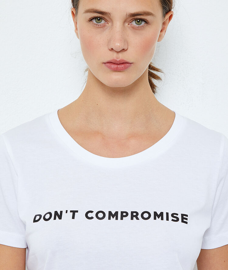 T-shirt "don't compromise" en coton blanc.
