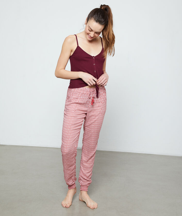 Pantalón pijama estampado rosa.