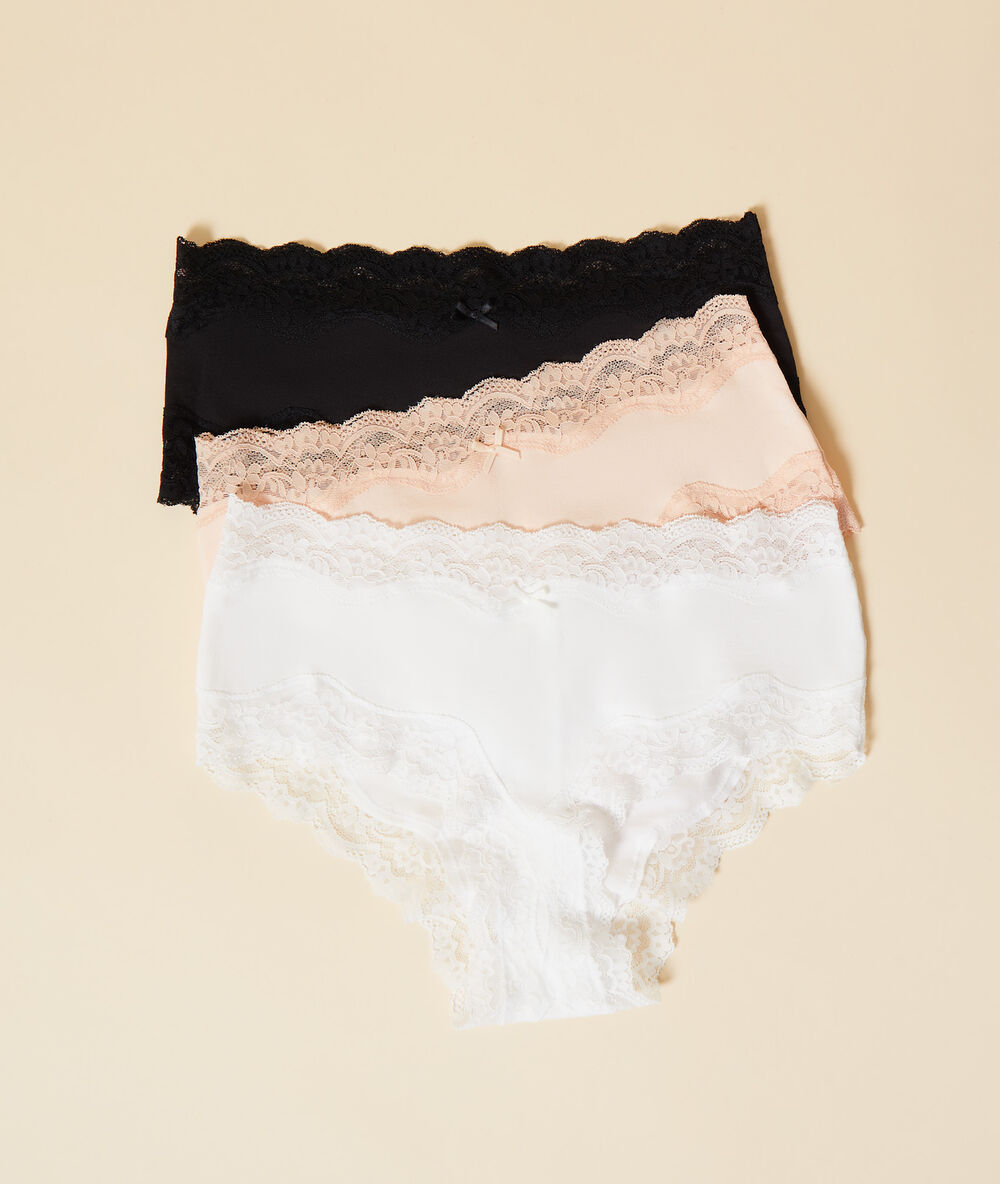 Lote de 3 culotes de algodón multicolor.