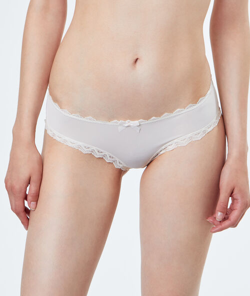 Braguita brasile&ntilde;a de encaje y microfibra crudo.