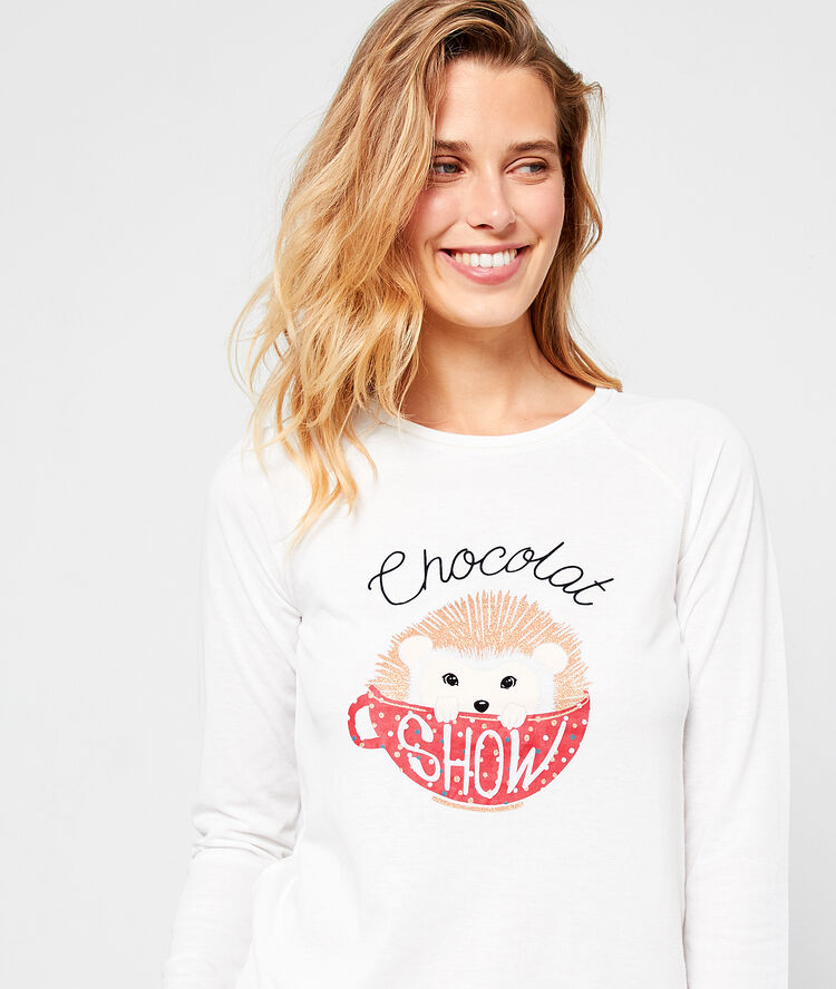 Camiseta manga larga 'chocolat show' crudo.