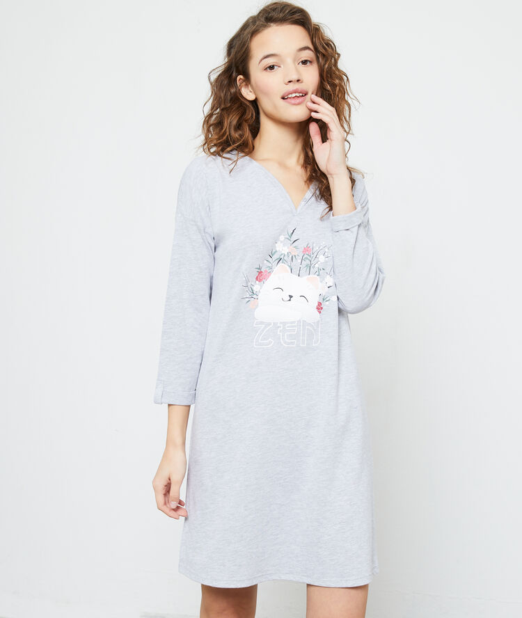 Camiseta manga larga gato c.gris.