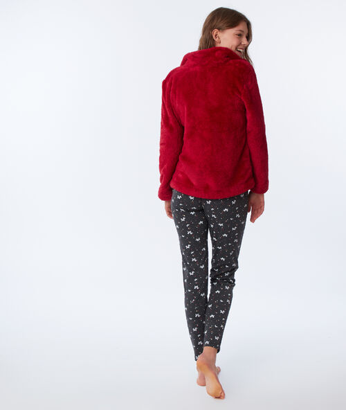 Pijama 3 piezas motivos navideños rojo.
