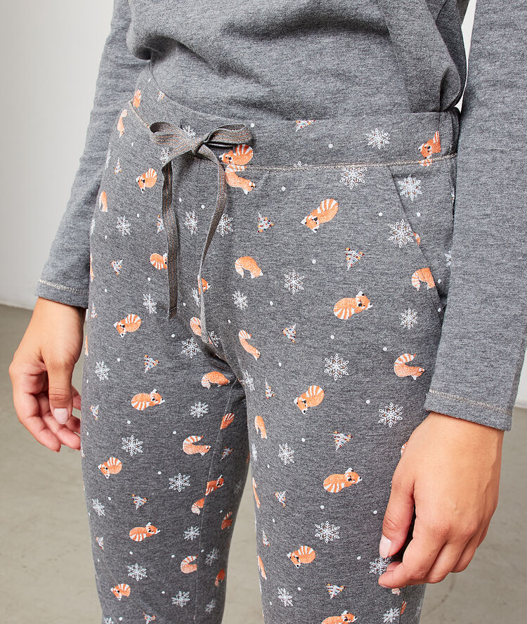 Pantalón estampado zorros antracita.