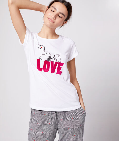 Camiseta dibujo love snoopy crudo.