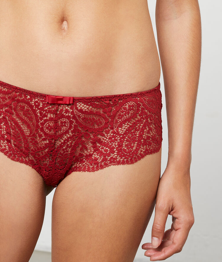 Culote microfibra y encaje floral rojo teja.