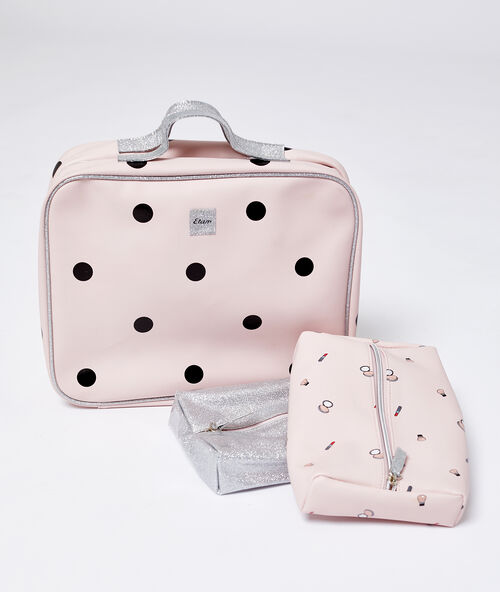 Lote de 3 neceseres de aseo rosa.