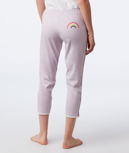 Pantalón capri franjas contrastadas malva.