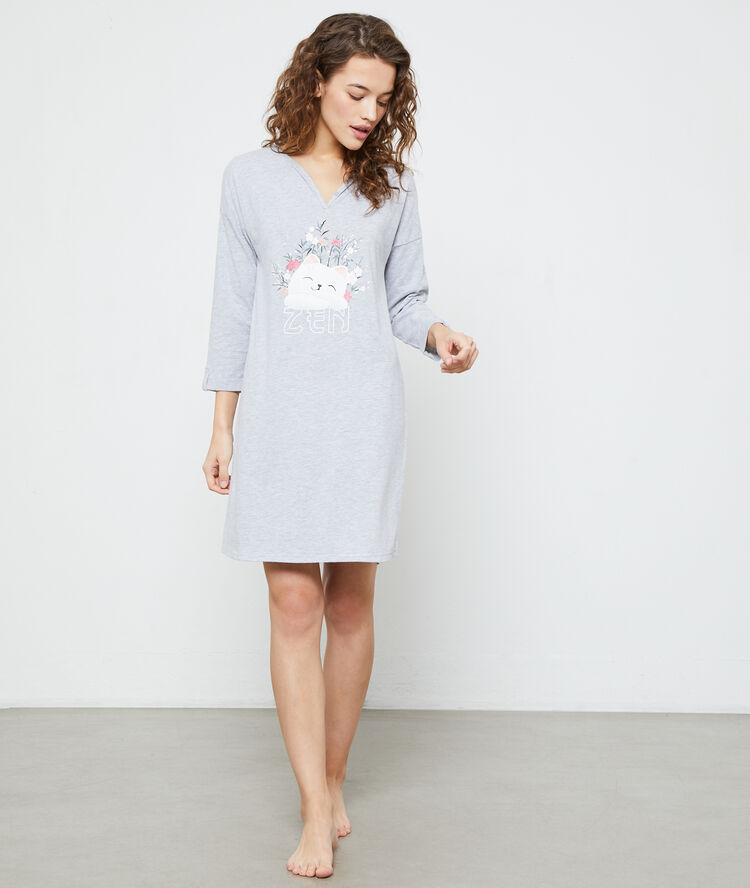 Camiseta manga larga gato c.gris.