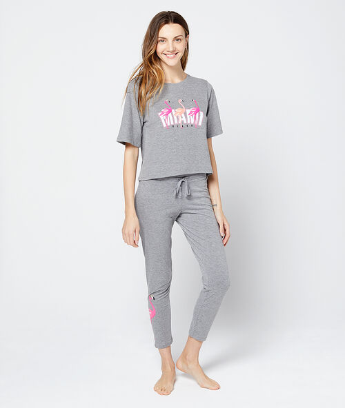 Camiseta corta 'miami beach' c.gris.