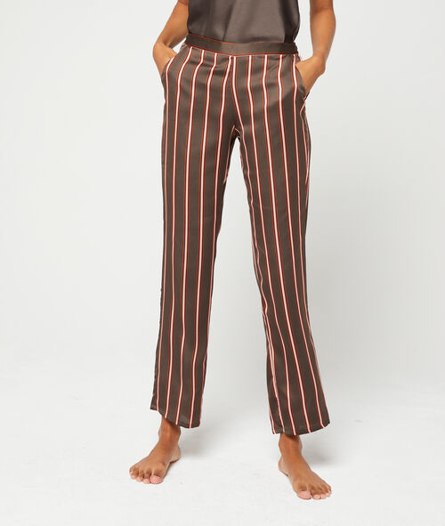 Pantalón de satén estampado de rayas Pantalón de satén estampado de rayas