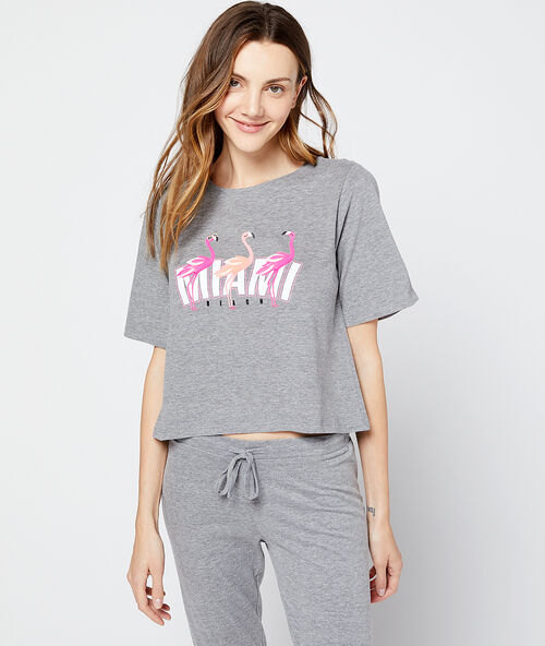 Camiseta corta 'miami beach' c.gris.