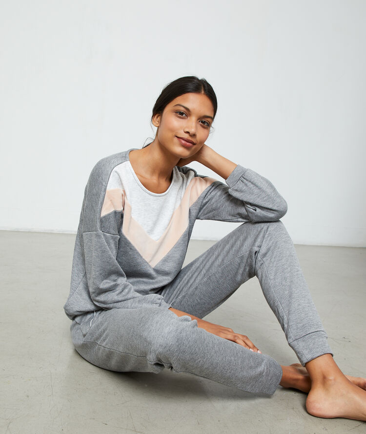 Sudadera homewear detalles gráficos c.gris.
