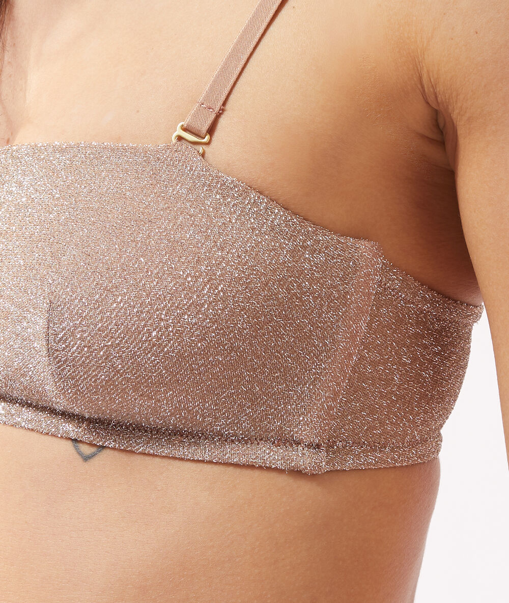 Bandeau sans armatures irisé rose.