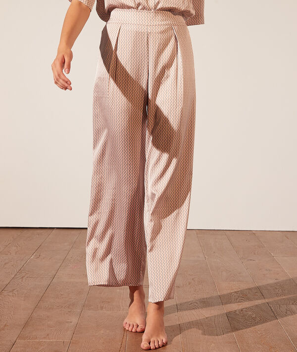 Pantalón pijama satén estampado Pantalón pijama satén estampado;${refinementColor}