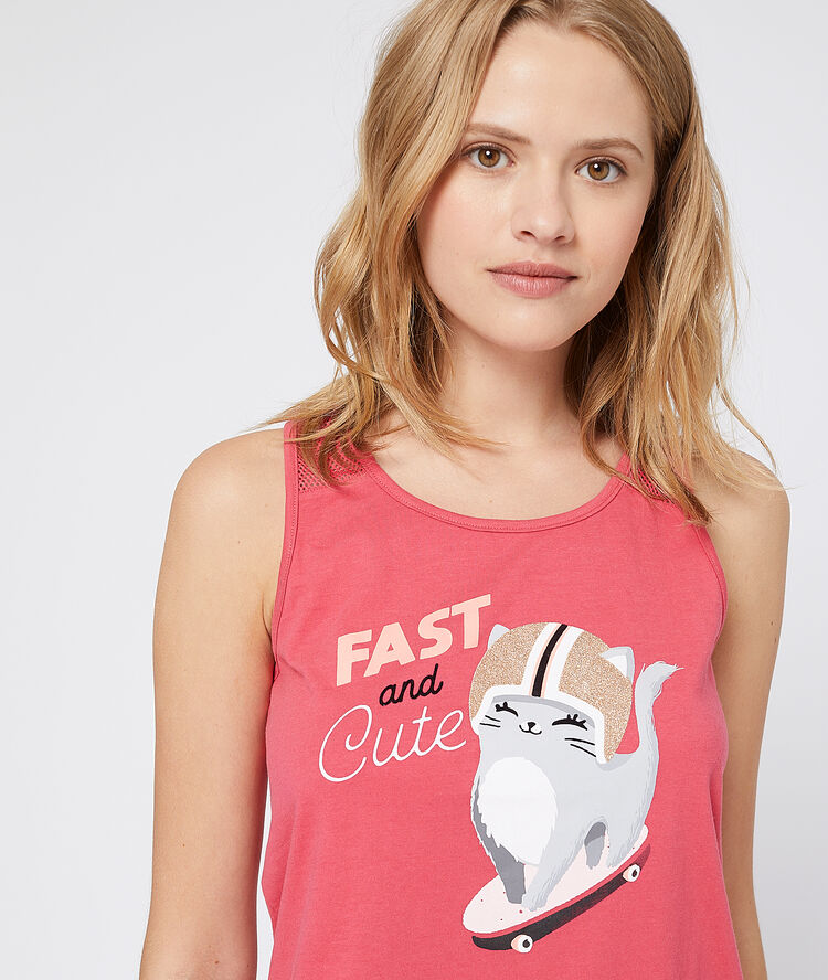 Top estampado gato rosa.
